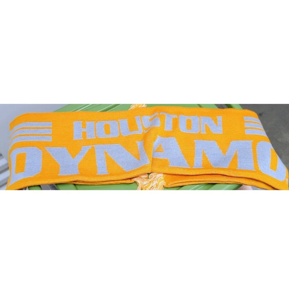 Houston Dynamo MLS Soccer Scarf Adidas Gold Gray Stripe Knit‎ Accessory HG10290